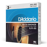 D'Addario front packaging of three EJ11-3D sets showing value