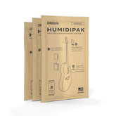 D'Addario humidipak front packaging shows three replacement packets and benefits