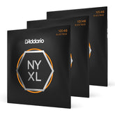 D'Addario front packaging showing three NYXL 10-46 sets and value