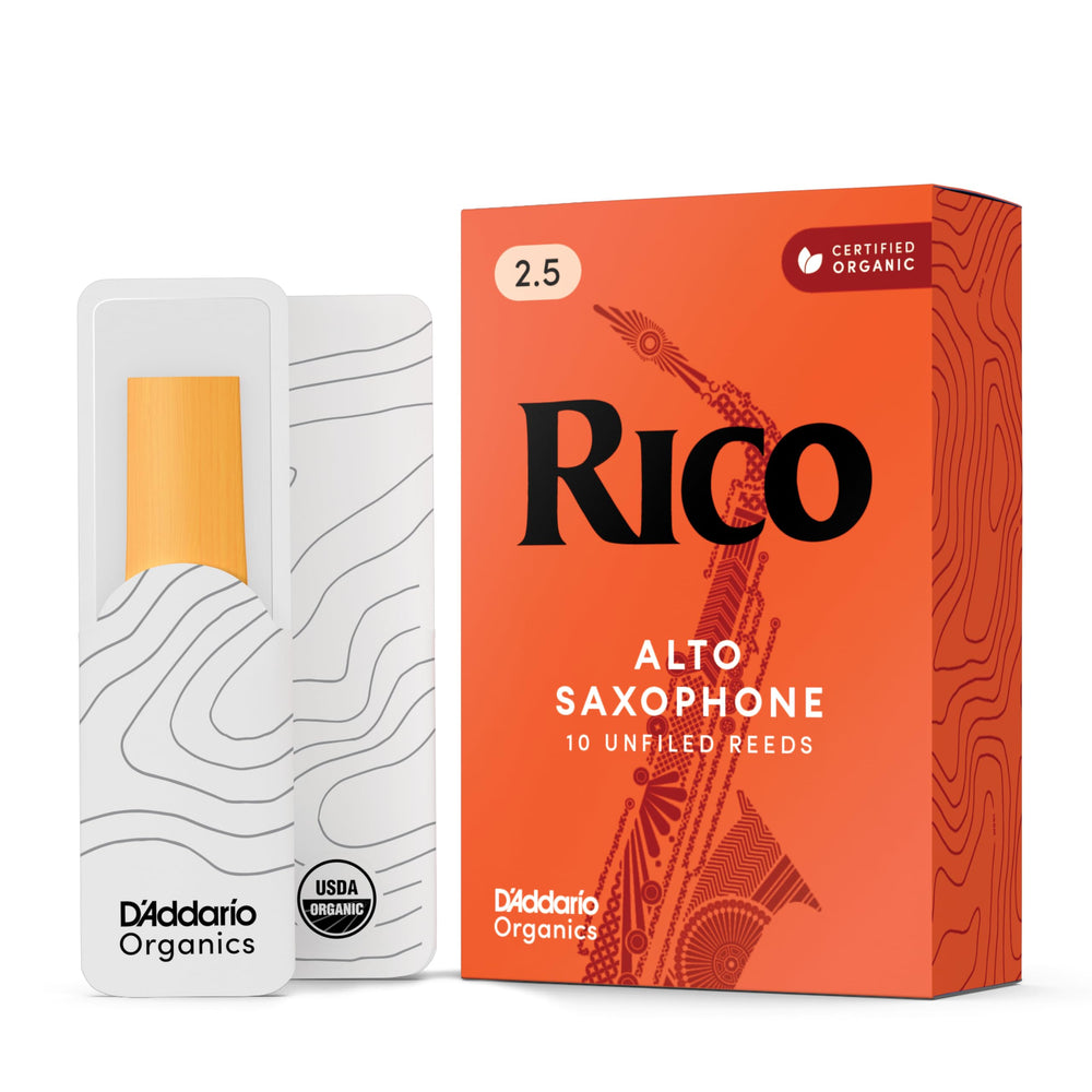 D'Addario Rico pack front view showing brand and ten-reed benefit