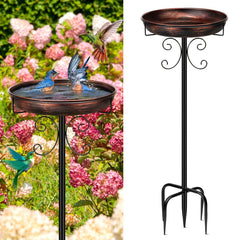 Daoeny front view showing antique bronze bird bath and elegant silhouette for curb appeal