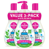 Dapple front packaging showing three fragrance free bottles and clear labeling benefit