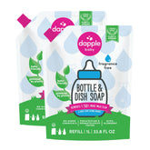 Dapple refill pouches front view showing packaging and eco benefit