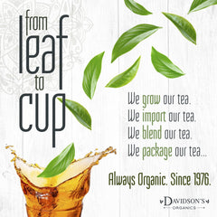 Steaming brewed cup of Davidson's Earl Grey highlighting bright citrus aroma and full-bodied color