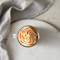 DaVinci Gourmet pumpkin pie latte with sauce drizzle adding warm spice