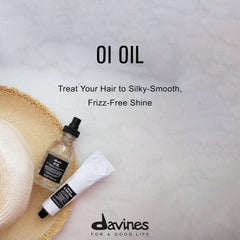 Davines OI Oil texture on palm demonstrating lightweight absorption and shine benefit