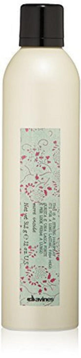 Davines front packaging of strong hairspray shows clear hold and professional finish