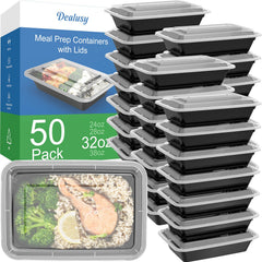 Dealusy front packaging showing 32 oz containers and lids, clear organization benefit