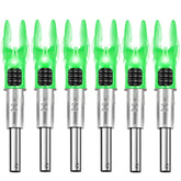 DEEPOWER X front view of 6-pack showing green nocks and packaging, clear product ID and convenience