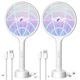 DEEZEE front view of 2-pack dual-mode zapper showing both rackets and base for convenient storage