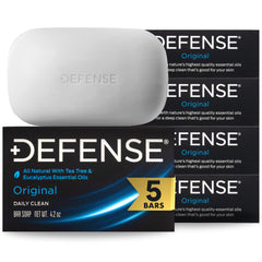 Defense Soap front packaging 5-pack showing value and natural branding