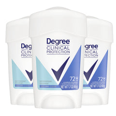 Degree Clinical front packaging showing scent and 3-count value for confidence