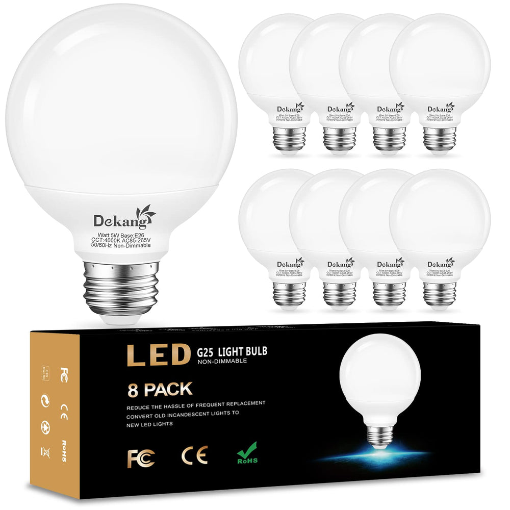 Dekang front packaging showing G25 vanity bulbs and benefits