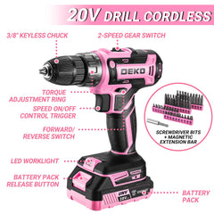 DEKOPRO open toolbox layout organizing drill and accessories for easy access