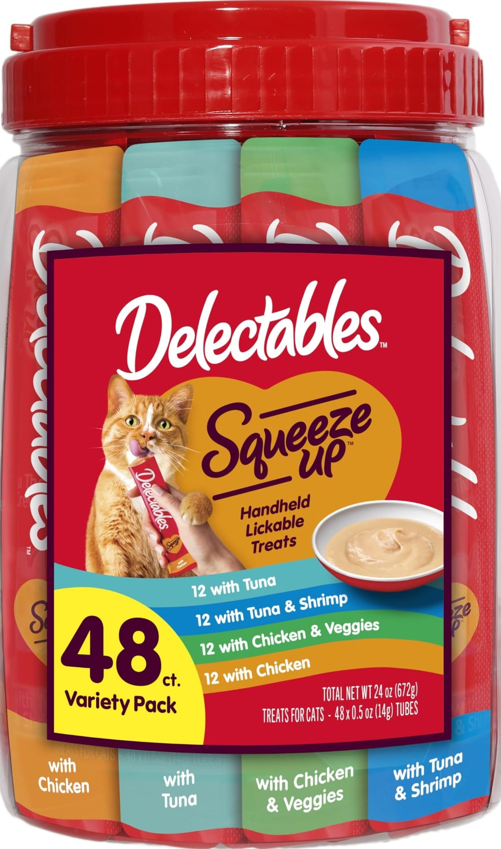 Delectables front packaging showing variety pack and benefits
