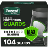 Depend front packaging showing count and maximum absorbency benefit