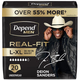 Depend front packaging showing 20-count and size L/XL for quick identification