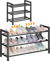 Detsuk front view showing full 3-tier shoe rack for neat entryway storage