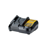 DEWALT DCB107 front view showing compact charger and brand benefits