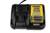 DEWALT DCB112 front view showing compact OEM charger for quick identification
