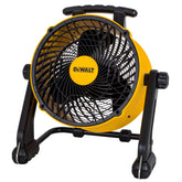 DEWALT front view of drum fan showing compact design and powerful airflow