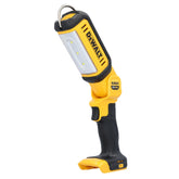 DEWALT front view of work light showing compact housing and controls, ideal for jobsite portability
