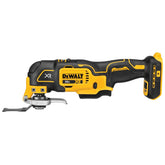 DEWALT front view of cordless oscillating multitool showing compact form and versatility