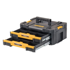 DEWALT TSTAK stacked with other modules illustrating modular storage flexibility