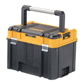 DEWALT TSTAK front view showing size and secure closure benefit