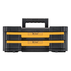 DEWALT TSTAK open drawer revealing smooth slides and organized compartments