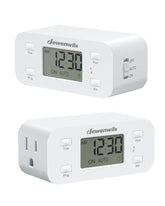 DEWENWILS front view of digital timer outlet showing clear display and sleek look for neat outlets