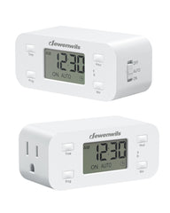 DEWENWILS front view of digital timer outlet showing clear display and sleek look for neat outlets
