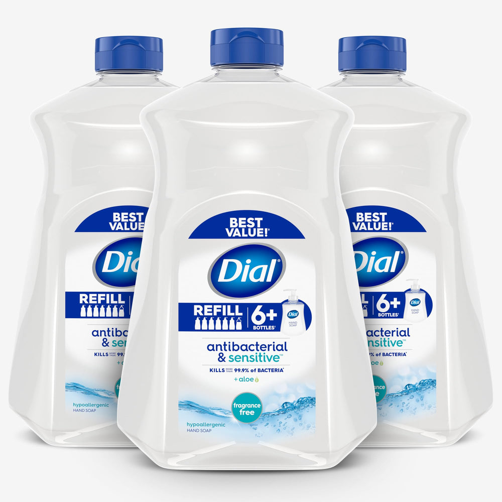 Dial front packaging showing fragrance free refill and long-lasting supply