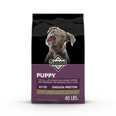 DIAMOND front of 40lb puppy bag showing branding and formulation benefits