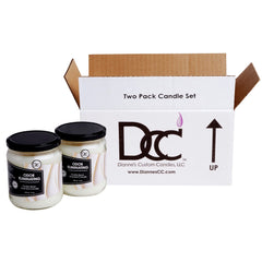 Dianne's Custom Candles size comparison with common objects to show 12-ounce scale