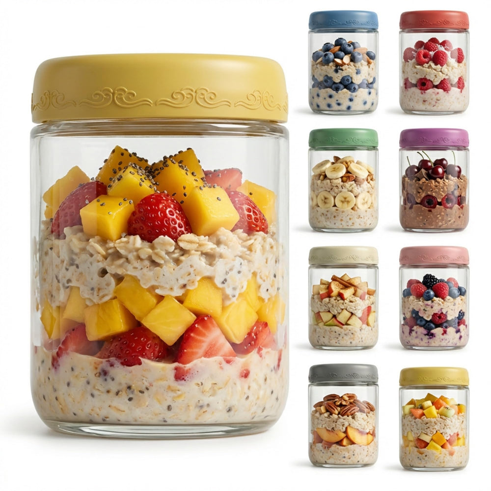 DicraoLea front view of 16oz 8-pack jars showing neat storage benefits