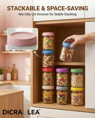 DicraoLea jars arranged in fridge demonstrating organized food storage