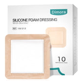 Dimora front packaging showing 6x6 patches and benefits for wound care