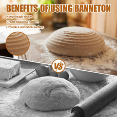 Dimpola banneton with dough in use demonstrating shape support and proofing benefit