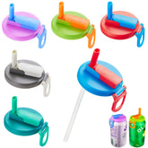 DIPESI front packaging showing six colorful lids and straws, highlights convenience