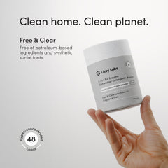 Dirty Labs powder texture close-up showing concentrated enzymes for powerful cleaning