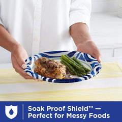 Dixie Ultra stacked plates profile demonstrating sturdy, space-saving storage