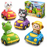 DMIGHT front packaging showing all four colorful animal cars, appeals to parents