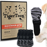 DOK TigerToes front packaging showing four socks and benefits