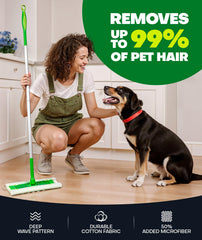 Domudy pad installed on a Swiffer head demonstrating secure fit and easy replacement
