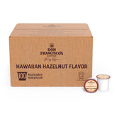 Don Francisco's front packaging showing Hawaiian Hazelnut flavor and 100-count, convenient supply