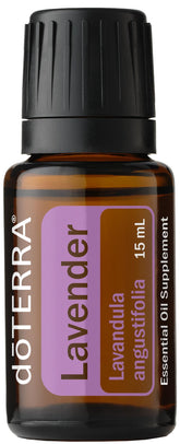 doTERRA front bottle showing lavender oil and compact size for travel