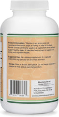 Supplement facts label on Double Wood glycine bottle showing dosage transparency