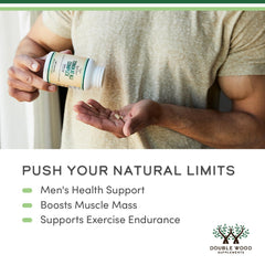 Double Wood Supplements capsule in hand illustrating serving size and convenience