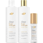 Dove front packaging showing the bond repair trio and clear product benefits